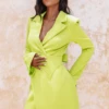RORY Interlocking Panel Bow Back Blazer Dress In Chartreuse -Lavish Alice 18C