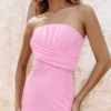 SYDNEY Asymmetric Draped Panel Corset Midi Dress In Bubblegum Pink -Lavish Alice 37c