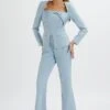 JESSIE Diamante Trim Tailored Jumpsuit In Pastel Blue -Lavish Alice 6048