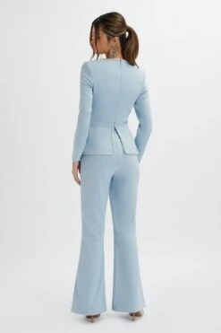 JESSIE Diamante Trim Tailored Jumpsuit In Pastel Blue -Lavish Alice 6118