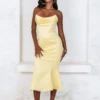 LUCIA Cowl Corset Satin Midi Dress In Yellow -Lavish Alice 9