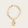 DANA Hammered Effect Oval Charm Link Gold Bracelet