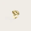 LEORA Hammered Effect Oval Gold Ring -Lavish Alice BraceletGold 7