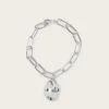 DANA Hammered Effect Oval Charm Link Silver Bracelet -Lavish Alice BraceletSilver 1