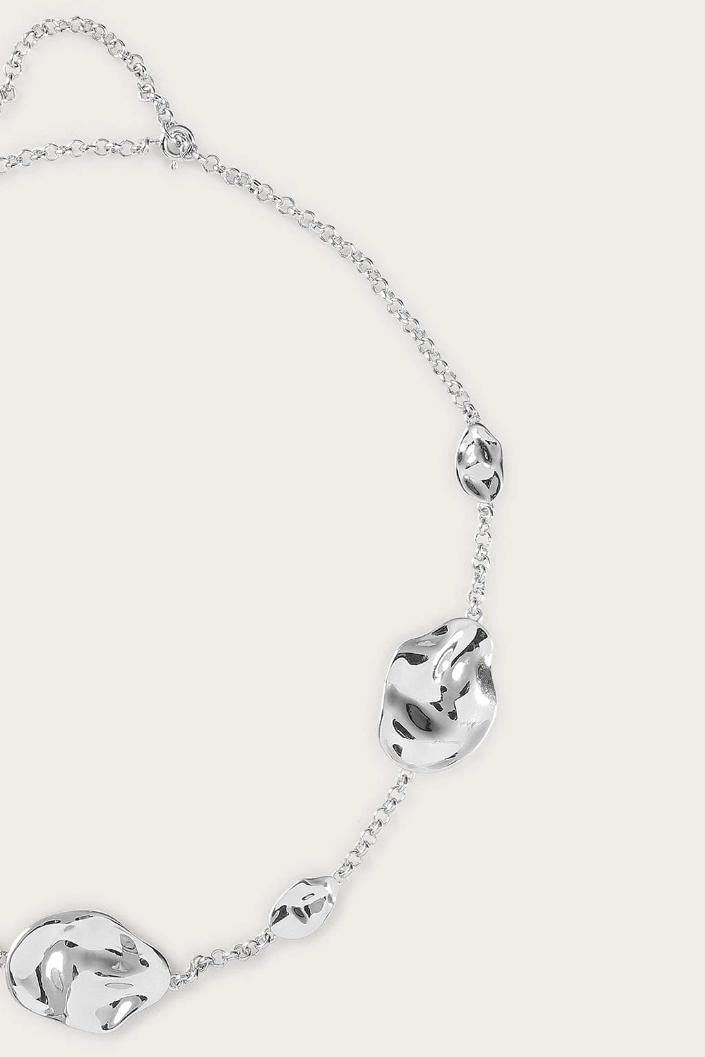 KARIA Hammered Effect Oval Charm Silver Necklace 4 KARIA Hammered Effect Oval Charm Silver Necklace - Image 2