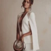 ZENDAYA Classic Cape Blazer Jacket In White -Lavish Alice CapeBlazer
