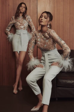 DELIA Embellished Feather Cuff Jumpsuit In Blue -Lavish Alice Jumpsuit 9b99697b 1608 43f7 925a 79db99d2d4c4