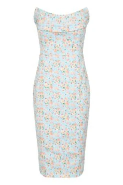 LEILANI Cowl Bandeau Midi Dress In Blue Floral -Lavish Alice LA 181DS10A PBL 1