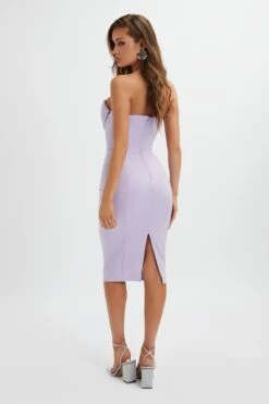 ELLA Pleated Cowl Bandeau Midi Dress In Lilac -Lavish Alice LA 181DS10A PUR 0270