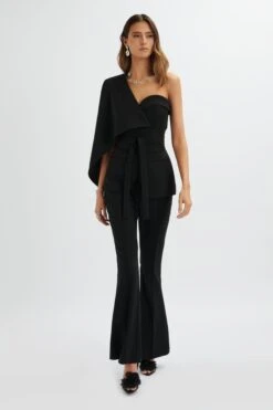 JUNO Obi Belted Asymmetric Cape Blazer In Black 9 JUNO Obi Belted Asymmetric Cape Blazer In Black -Lavish Alice LA 182JT43 BLK 4824