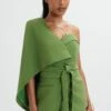 JUNO Obi Belted Asymmetric Cape Blazer In Green -Lavish Alice LA 182JT43 GRN 1577