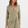 LUCY Wrap Blazer Mini Dress In Sage Green