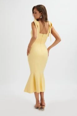 KAMILA Tie Strap Micro Button Longline Midi Dress In Pastel Yellow 9 KAMILA Tie Strap Micro Button Longline Midi Dress In Pastel Yellow -Lavish Alice LA 213DS24J YEL 1932