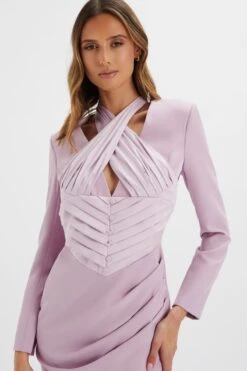 MIA Satin Mix Halterneck Blazer Dress In Lilac 8 MIA Satin Mix Halterneck Blazer Dress In Lilac -Lavish Alice LA 222DS09 PUR 6956