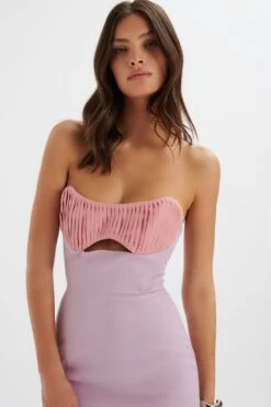 LAYLA Colour Block Pleated Bandeau Dress In Lilac 8 LAYLA Colour Block Pleated Bandeau Dress In Lilac -Lavish Alice LA 222DS22 PUR 6615