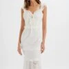 SOFI Broderie Anglais Ruffle Fishtail Midaxi In White -Lavish Alice LA 222DS24 WHT 1653