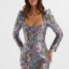 LENNON Jaquard Corset Wrap Mini Dress In Blue Purple -Lavish Alice LA 231DS04B PBL 7353