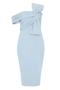 ROYALTY Pleated Off Shoulder Midi Dress In Corn Flower -Lavish Alice LA 241DS12 BLU 1