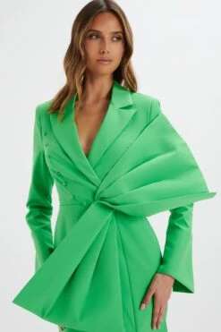 ROSALIE Bow Detail Mini Blazer Dress In Green -Lavish Alice LA 242DS08 GRN 6815
