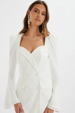 REBECCAH Flared Sleeve Blazer Mini Dress In White 8 REBECCAH Flared Sleeve Blazer Mini Dress In White -Lavish Alice LA 242DS10 WHT 7017