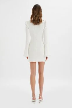 REBECCAH Flared Sleeve Blazer Mini Dress In White 9 REBECCAH Flared Sleeve Blazer Mini Dress In White -Lavish Alice LA 242DS10 WHT 7021