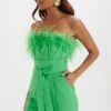 LUCINDA Feather Bandeau Fit And Flare Jumpsuit In Apple Green 2 LUCINDA Feather Bandeau Fit And Flare Jumpsuit In Apple Green -Lavish Alice LA 242JS36 GRN 4403