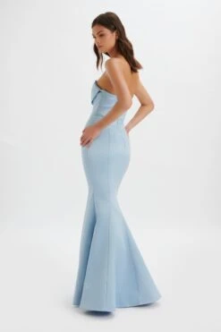 FREYA Bonded Satin Cowl Neck Maxi Dress In Dusty Blue -Lavish Alice LA 244BR07 BLU 9152