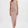 MADELINE Satin Cross Front Wrap Maxi Dress In Dusty Purple -Lavish Alice LA 244BR13 PUR 9494