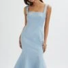 LAINEY Structured Satin Midi Slip Dress In Cornflower Blue -Lavish Alice LA 251DS31 BLU 4716