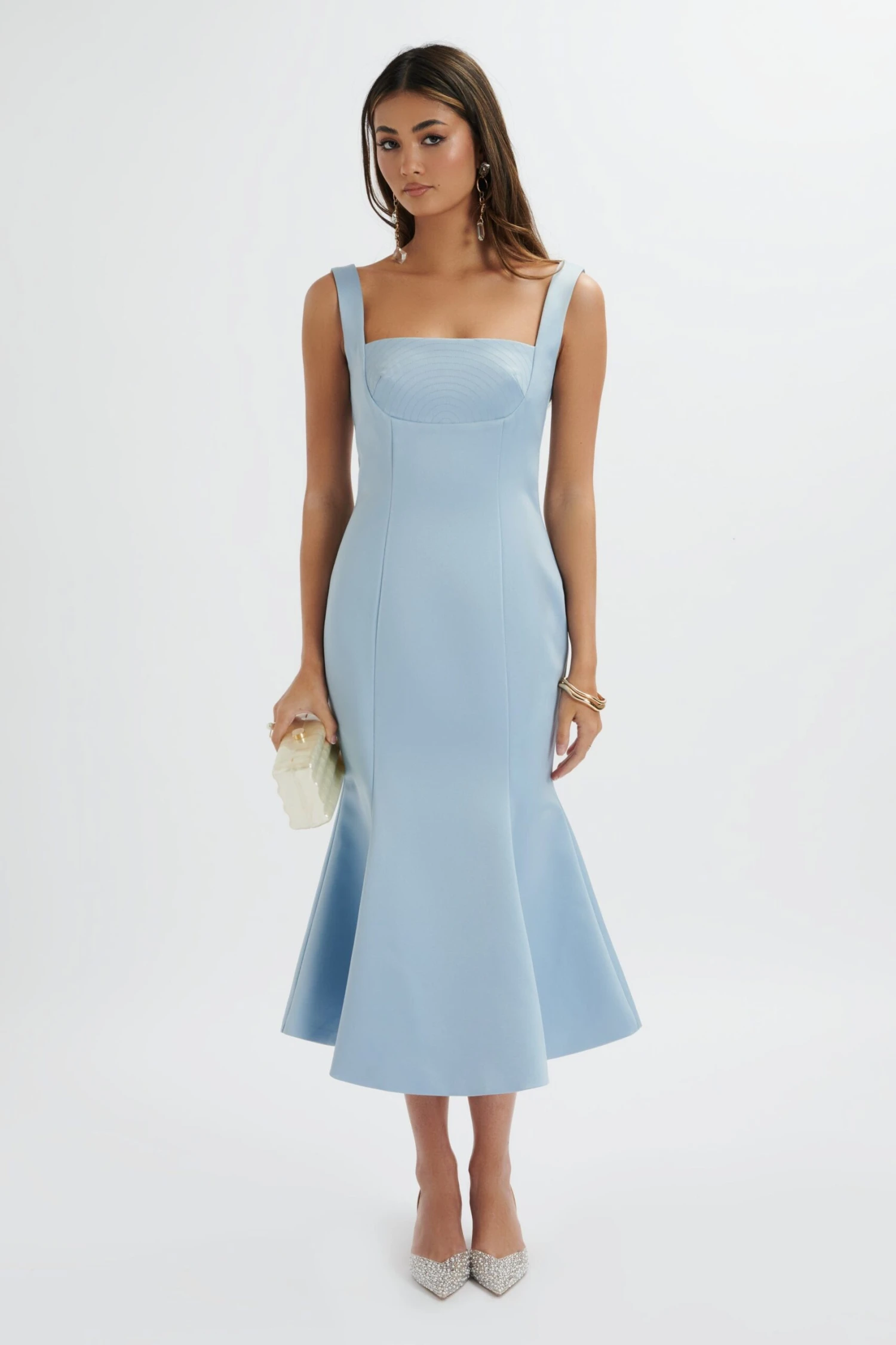 LAINEY Structured Satin Midi Slip Dress In Cornflower Blue 7 LAINEY Structured Satin Midi Slip Dress In Cornflower Blue - Image 5
