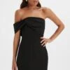 BRIE Bardot Knot Twisted One Shoulder Midi Dress In Black -Lavish Alice LA 261DS18 BLK 4623