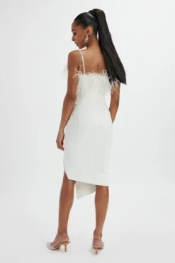 JESSICA Feather Bandeau Pleated Midi Dress In White 12 JESSICA Feather Bandeau Pleated Midi Dress In White -Lavish Alice LA 261DS25 WHT 0581