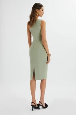 PANDORA Asymmetric Oversized Statement Bow Midi Dress In Sage Green -Lavish Alice LA 261DS54 GRN 6667