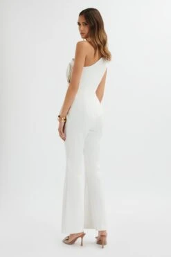 LUISA Statement Satin Bow Jumpsuit In White -Lavish Alice LA 262JS51 WHT 7726