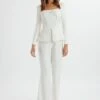 JESSIE Diamante Trim Tailored Jumpsuit In White
