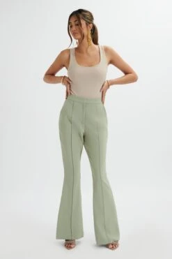EMELIE Fit & Flare Trousers In Sage Green -Lavish Alice LA 271BM48 GRN 7581