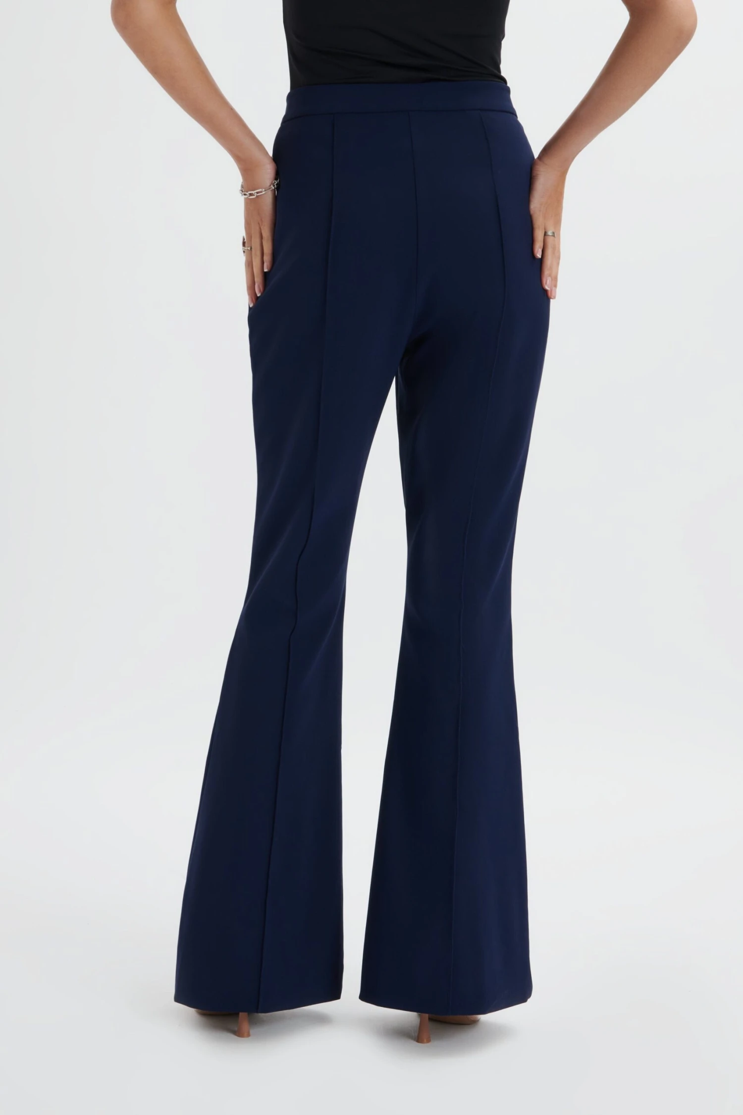 EMELIE Fit & Flare Trousers In Navy 6 EMELIE Fit & Flare Trousers In Navy - Image 4