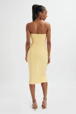 FLUER Bandeau Tailored Midi Dress In Pastel Yellow -Lavish Alice LA 271DS14 YLL 0937