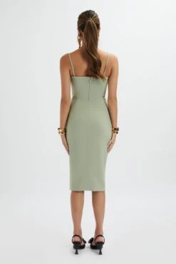 BONNIE Waterfall Frill Midi Dress In Sage Green -Lavish Alice LA 271DS24 GRN 5774