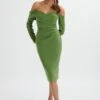 KIARA Sweetheart Neckline Bardot Midi Dress In Green 1 KIARA Sweetheart Neckline Bardot Midi Dress In Green -Lavish Alice LA 271DS31 GRN 5256