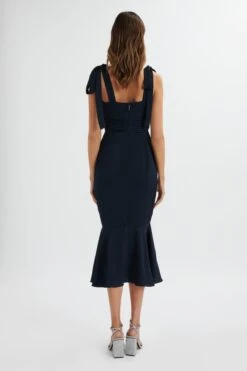 INDIE Satin Cowl Neck Micro Button Longline Midi Dress In Navy 9 INDIE Satin Cowl Neck Micro Button Longline Midi Dress In Navy -Lavish Alice LA 271DS36 NVY 5683