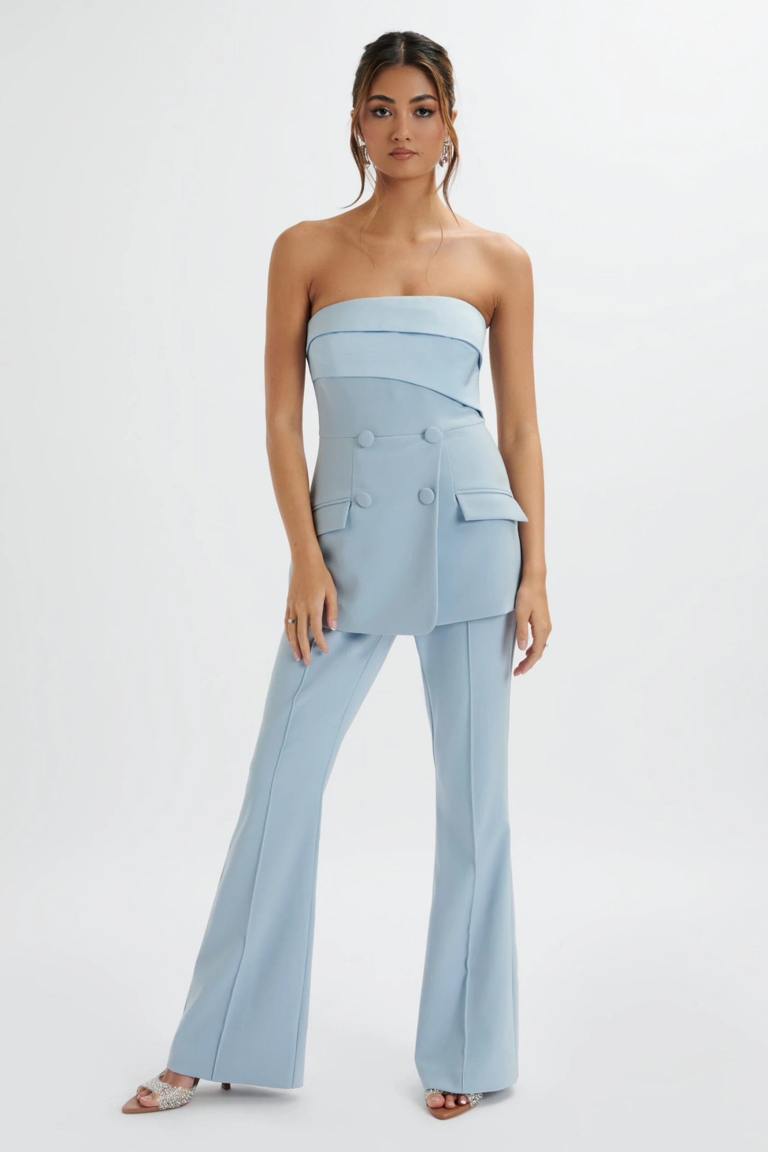 MACIE Bandeau Tailored Jumpsuit In Cornflower Blue 5 MACIE Bandeau Tailored Jumpsuit In Cornflower Blue - Image 3