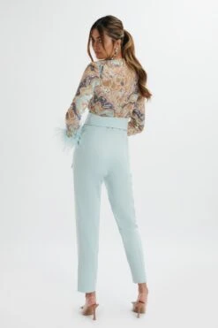 DELIA Embellished Feather Cuff Jumpsuit In Blue -Lavish Alice LA 271JS45 BLU 5937