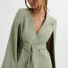 SKYE Belted Cape Blazer Jacket In Sage Green -Lavish Alice LA 271JT47 GRN 7663