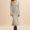 PARKER Knitted Ribbed Fit & Flare Collared Dress In Stone 1 PARKER Knitted Ribbed Fit & Flare Collared Dress In Stone -Lavish Alice LA 271KN08 STO 7972