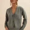 NELLA Knitted Cashmere Blend Relaxed Cardigan In Grey -Lavish Alice LA 271KN12 GRY 8196