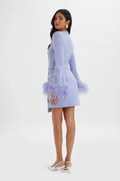 NIKOLA Feather Cuff Blazer Dress In Cornflower Blue 9 NIKOLA Feather Cuff Blazer Dress In Cornflower Blue -Lavish Alice LA 272DS14 BLU 8374