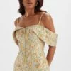 AMIA Bardot Sleeve Midi Dress In Floral Jacquard -Lavish Alice LA 272DS19 PBE 1362