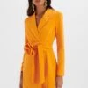 ADYA Rosette Belted Blazer Mini Dress In Orange
