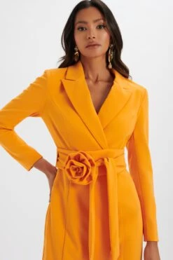 ADYA Rosette Belted Blazer Mini Dress In Orange -Lavish Alice LA 272DS63 ORN R 8062